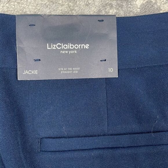 NWT Liz Claiborne Jackie Trouser Pants Navy Blue Career Office Corporate Sz 10 - Picture 10 of 12